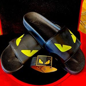 Fendi Slides w/ matching cuff bracelet
